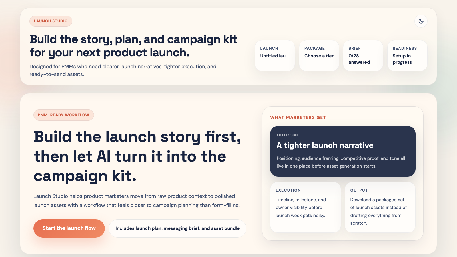 Product Launch Studio homepage
